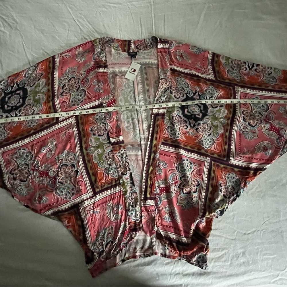 Daytrip Colorful Paisley Floral Batwing Dolman Sleeve Kimono Cardigan Sz Med NWT - Picture 11 of 12